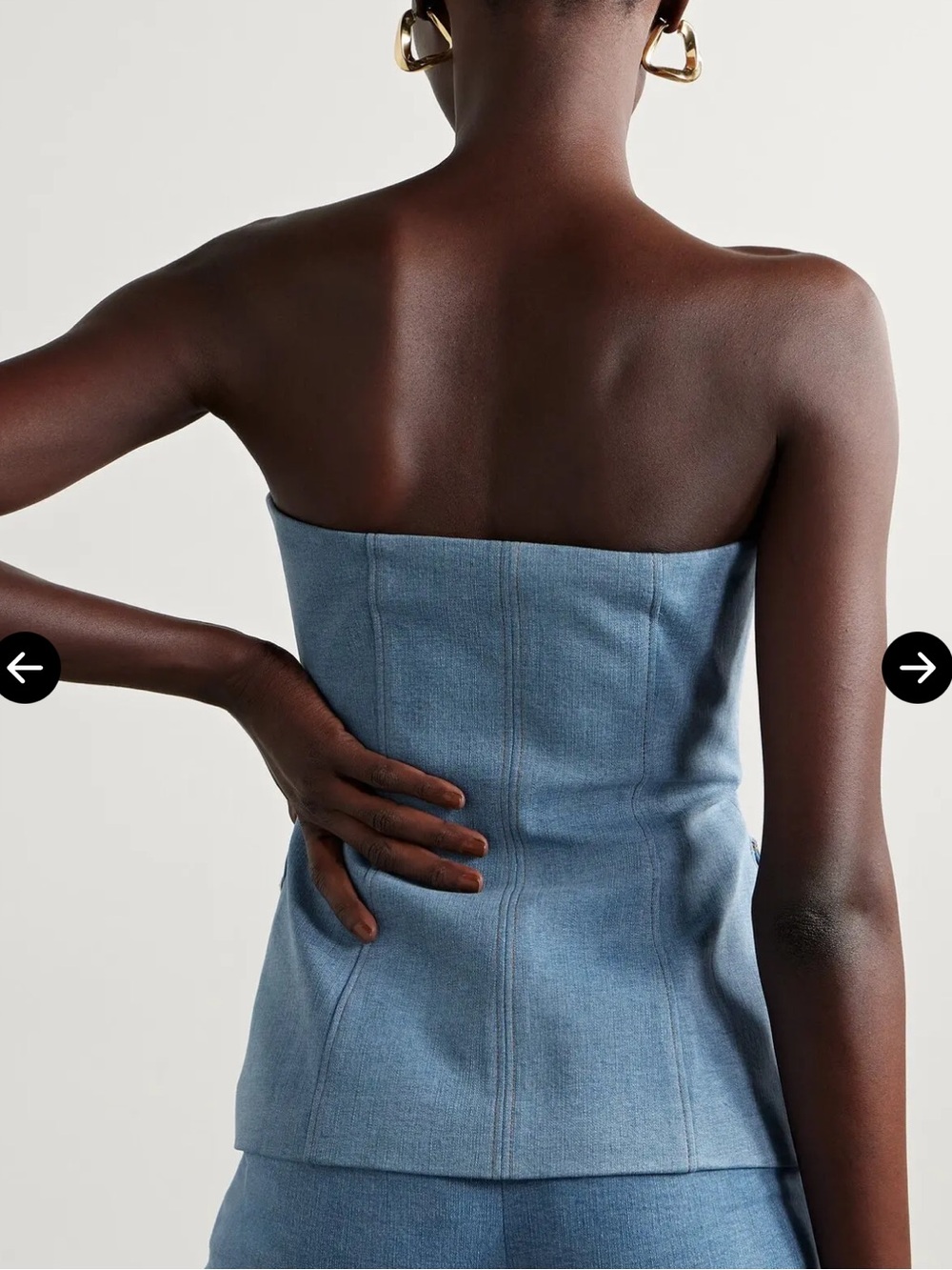 Veronica Beard Light Blue Strapless Denim-Effect Corset Top - Picture 3 of 5